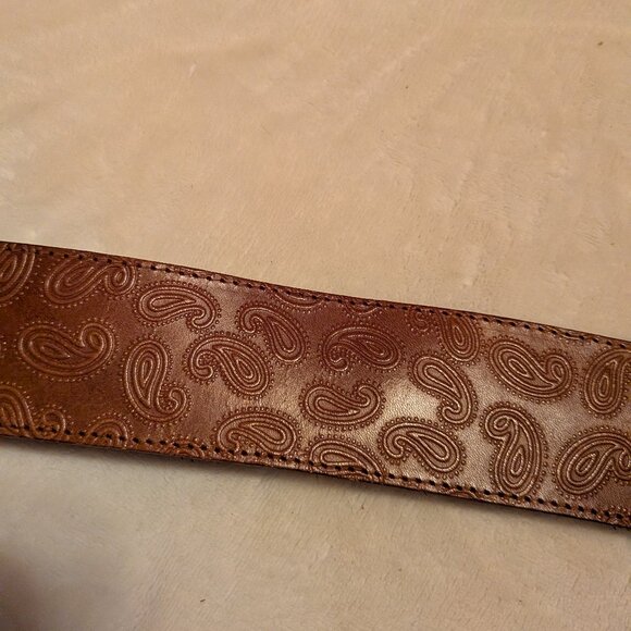 Women leather belt, brown, embossed - Picture 3 of 3